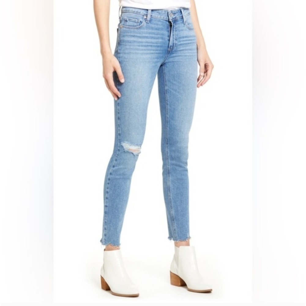 Paige Verdugo Ankle Skinny‎ Jeans Jules Destructed Worn Away Hem Boho Sz 28(30")